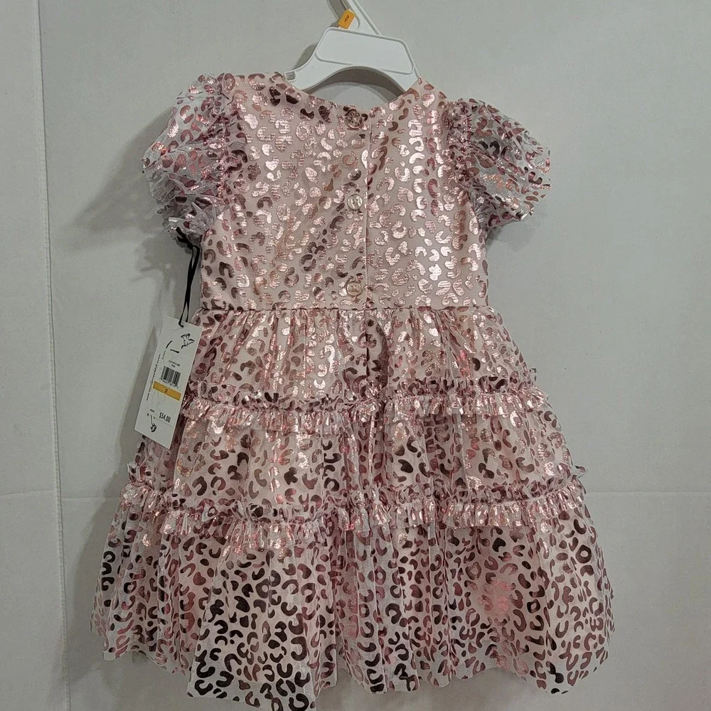 Pippa & Julie Girls Metallic Pink Cheetah‎ Animal Print Special Occasion Size 3T